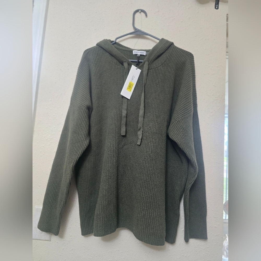 Calvin Klein Olive Green Knit Hoodie